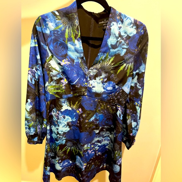 Needle & Thread Blue and Black Floral Dress - Picture 3 of 3